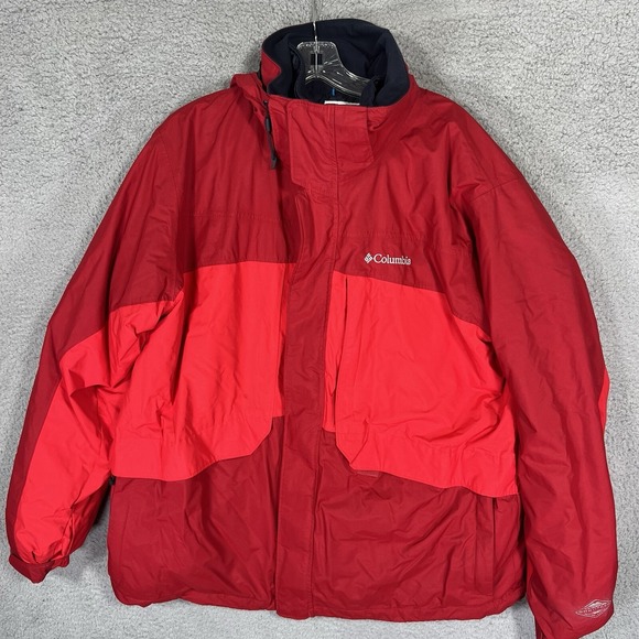 Columbia Jacket Mens Extra Large Red Interchange 3 in 1 Omni Tech Hooded - Picture 1 of 12